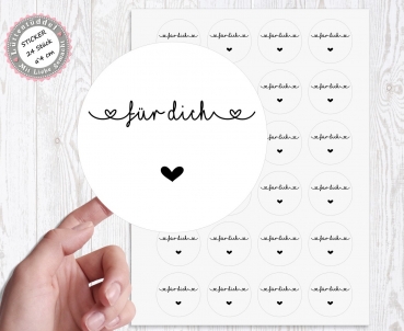 zuckersüße Sticker Aufkleber " für dich " 24 Stück 4cm Etiketten selbstklebend von Lüttentüddel® -